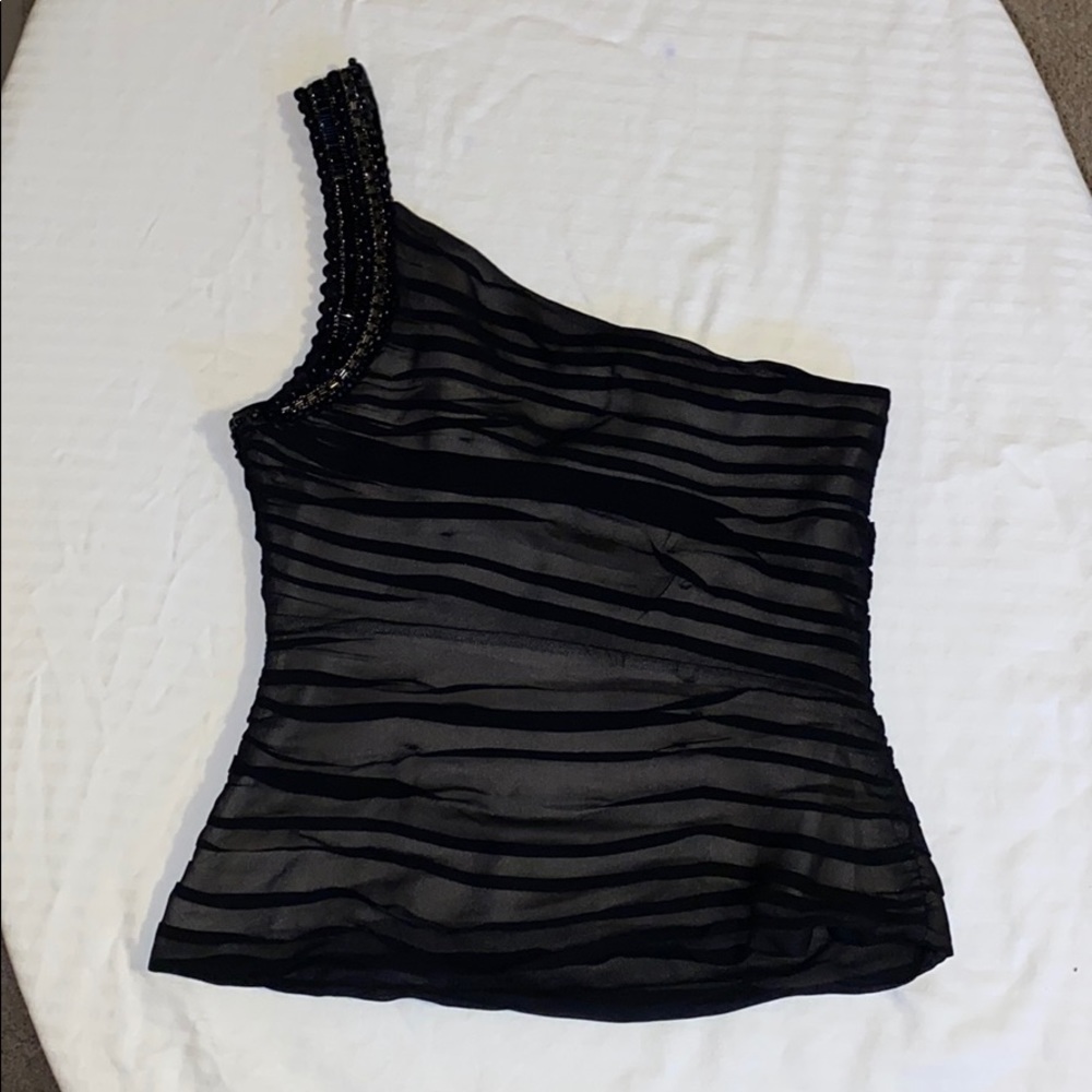 Bebe one shoulder blouse with sequence strap
